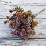 bouquet fleurs artificielles succulentes plastique vert violet orange marron bleu naturel intérieur decoration