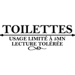Autocollant mural humour français usage limité toilettes 5 minutes couleur jaune