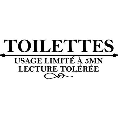 Autocollant mural humour français usage limité toilettes 5 minutes couleur jaune
