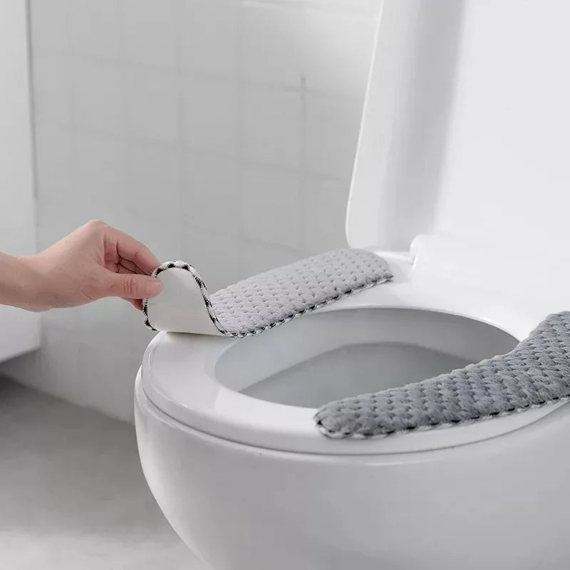 coussin toilette auto adhésif coton tissé motifs gris moderne respectueux environnement