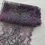 ruban dentelle fine violet rose motif toile d'araignée semi transparent 18cm largeur polyesterDecoration Couture