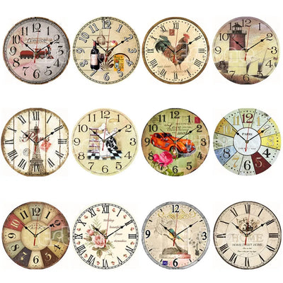 Horloge murale vintage en bois shabby chic pour cuisine rustique
