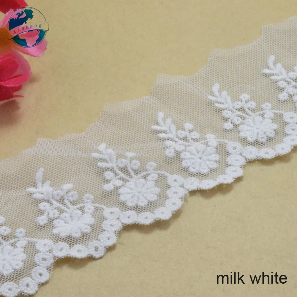 dentelle florale transparente blanche 5cm large décoration mariage poupées bricolage