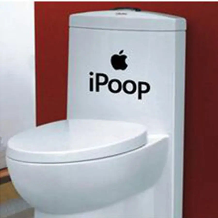 décoration salle bains autocollant toilette moderne poop vinyle blanc mat waterproof