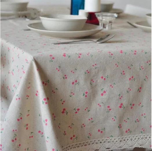 nappe lin imprimée fleurs blanches classique usage maison extérieur hiver printemps été automne mariage