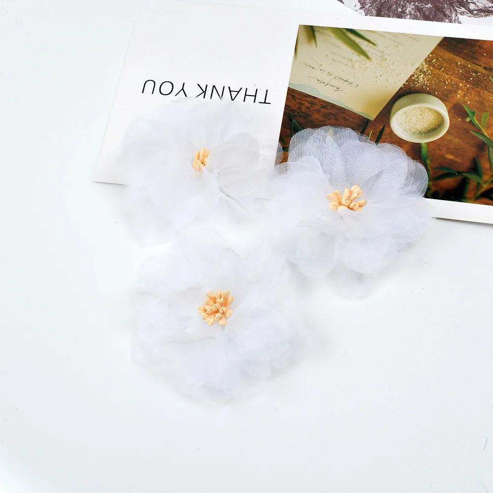 fleurs artificielles tulle pivoine blanche rose décoration intérieure mariage anniversaire baby shower clips fixations