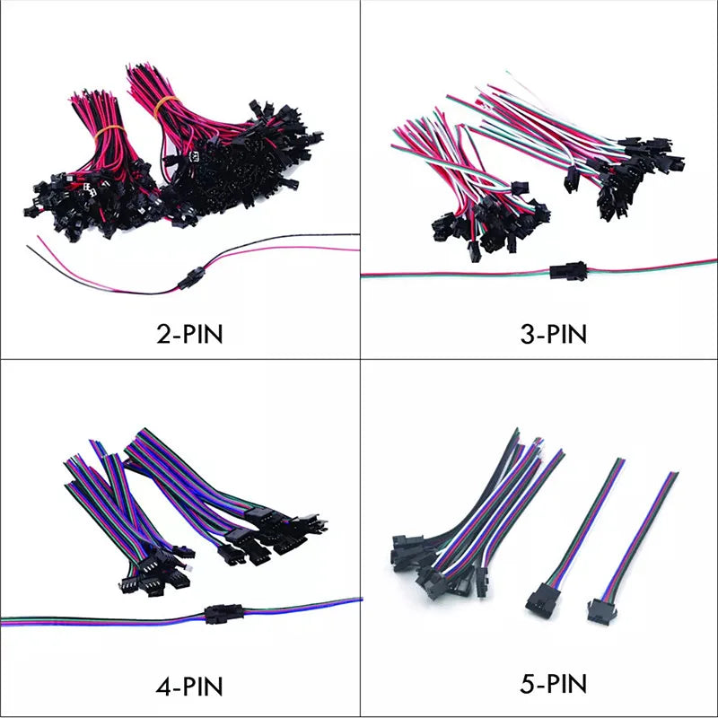 connecteurs jst broches noir rouge vert blanc plat lisse led câble 24v certification