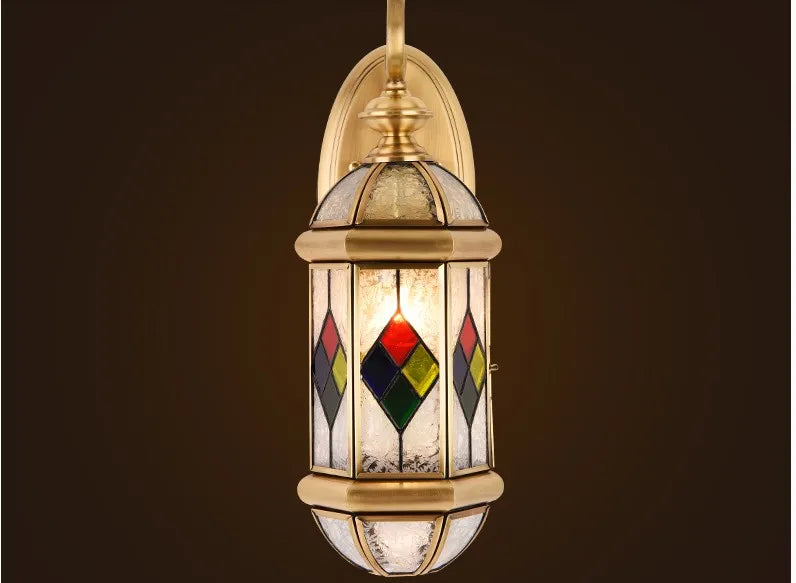 lampe murale or verre multicolore classique vintage fixée mur vis art déco