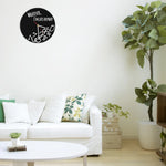horloge murale moderne abstraite lettres chiffres blancs antique circulaire acrylic noir salon