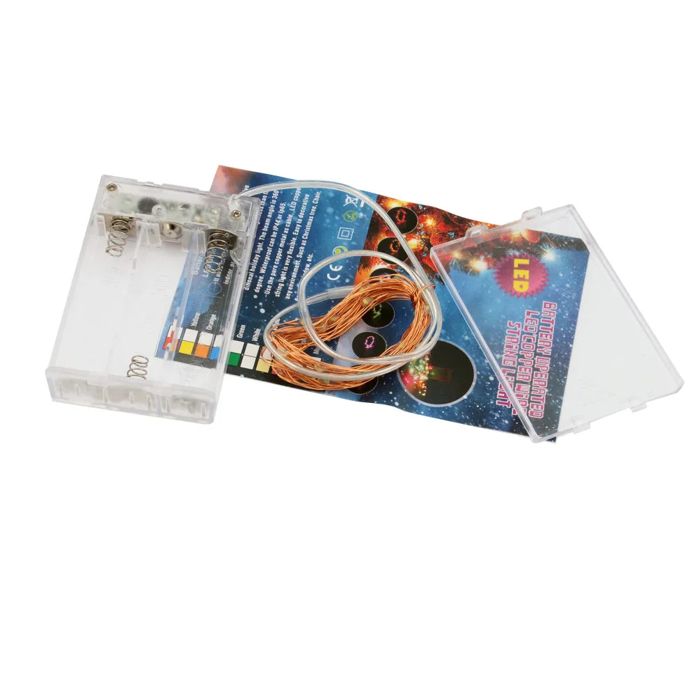 guirlande lumineuse led transparente cuivre 2m 20 ampoules timer noel moderne prática