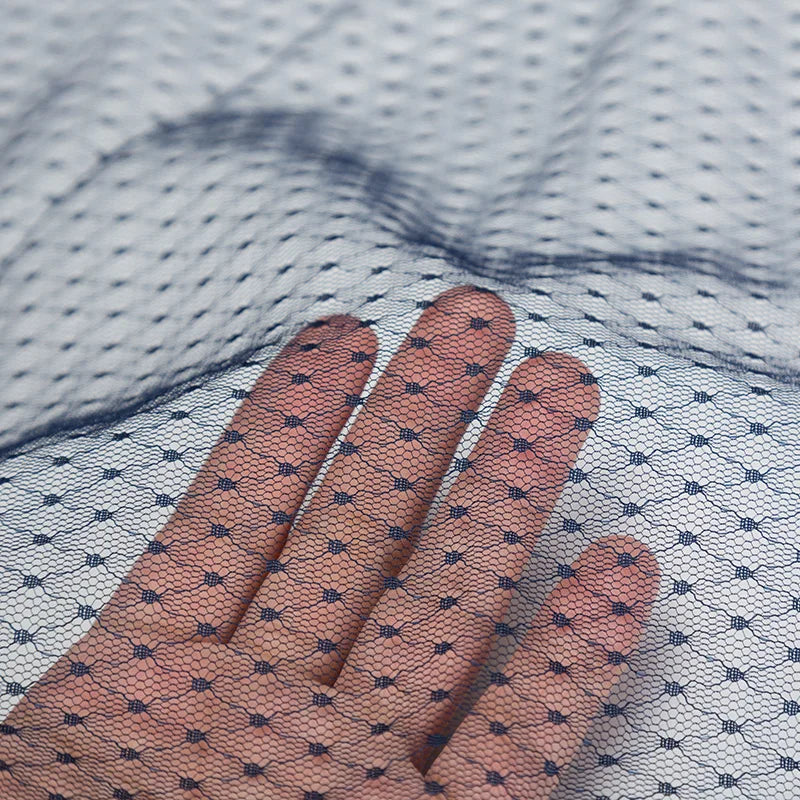 tulle translucide texturé motifs points noirs bleu marine violet noir blanc rouge roseclair