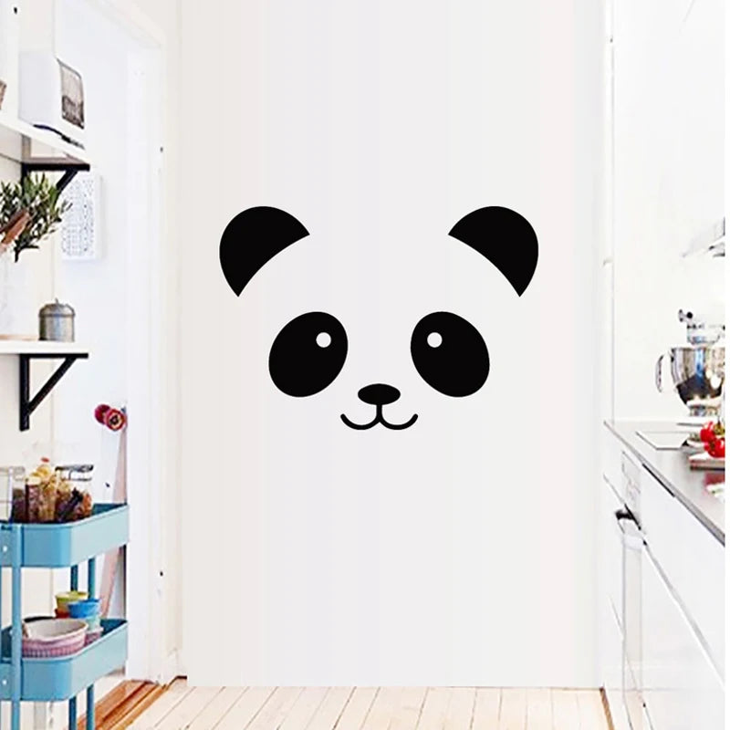 sticker mural panda souriant cartoon chambre enfant decoration autoadhésif pvc resistant eau opaque 43cm