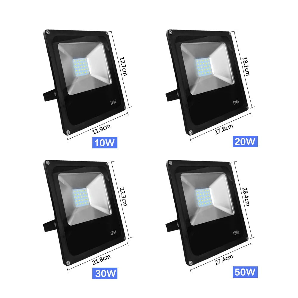 projecteur led moderne 50w ip66 noir clips fixation 12v 24v 36v étanche cold white