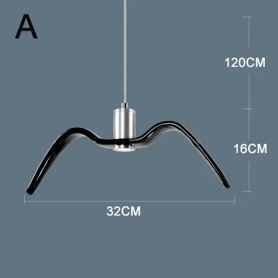 suspension lumineuse moderne oiseau stylisé noir blanc câbles opacité chambre salon