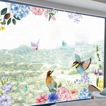 sticker mural fleurs oiseaux adhésif moderne art floral multicolore pvc résistant eau salon chambre