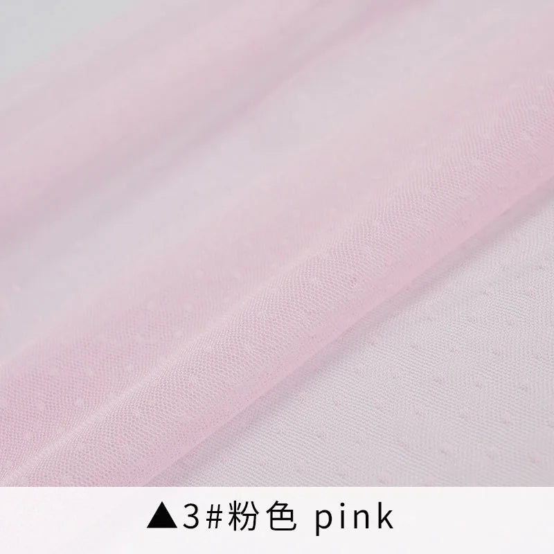 tulle rose clair noir points petits translucide délicat élégant polyester respirant tissu daim dobby