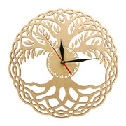 horloge murale arbre vie bois motif géométrique bohème rustique