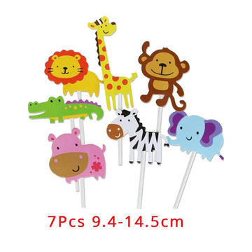 décoration gâteau cupcake animaux jungle safari lion girafe zèbre fête anniversaire enfant carton multicolore