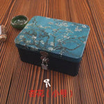 boîte bijoux métal fleurs bleu cadenas personnalisation vintage respectueuse environnement