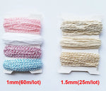 fil coton texturé rayé rouge blanc jaune bleu rose vert clair 1mm 15mm 2mm
