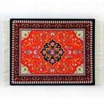 tapis souris caoutchouc anti dérapant ornements floraux rouge jaune bleu noir blanc franges