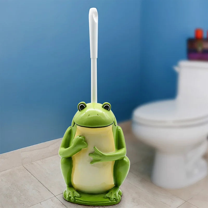 porte brosse toilette mignon grenouille verte jaune brillant nickel ceramic salle bainDecoration