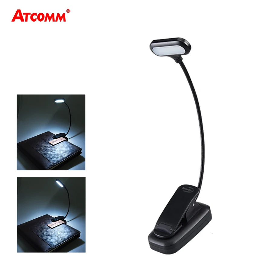 lampe lecture pince noire led rechargeable batterie aaa ajustable moderne chambre