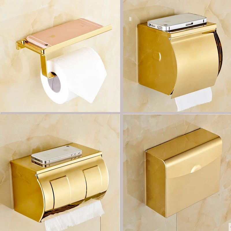 distributeur papier toilette doré moderne élégant porte téléphone mural inoxydable papier toilette