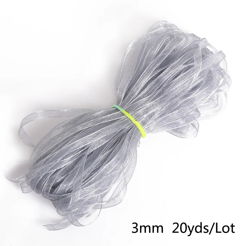 rubans organza polyester 20yards 3mm couleur unie moderne diy craft mariage decoration bleu rouge