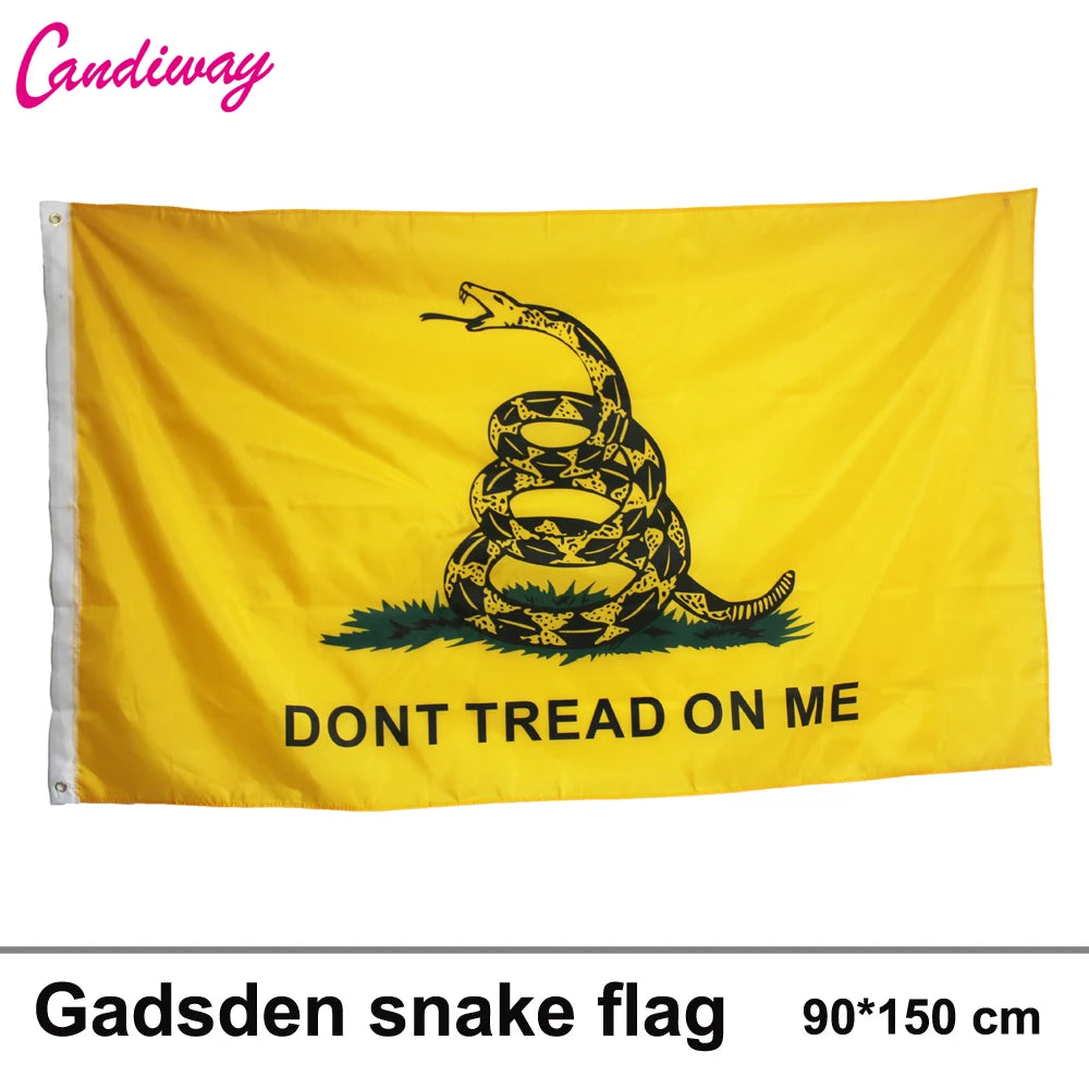 drapeau jaune noir serpent tread on me dorés bordure blanche classique patriotiqueextérieur Polyester