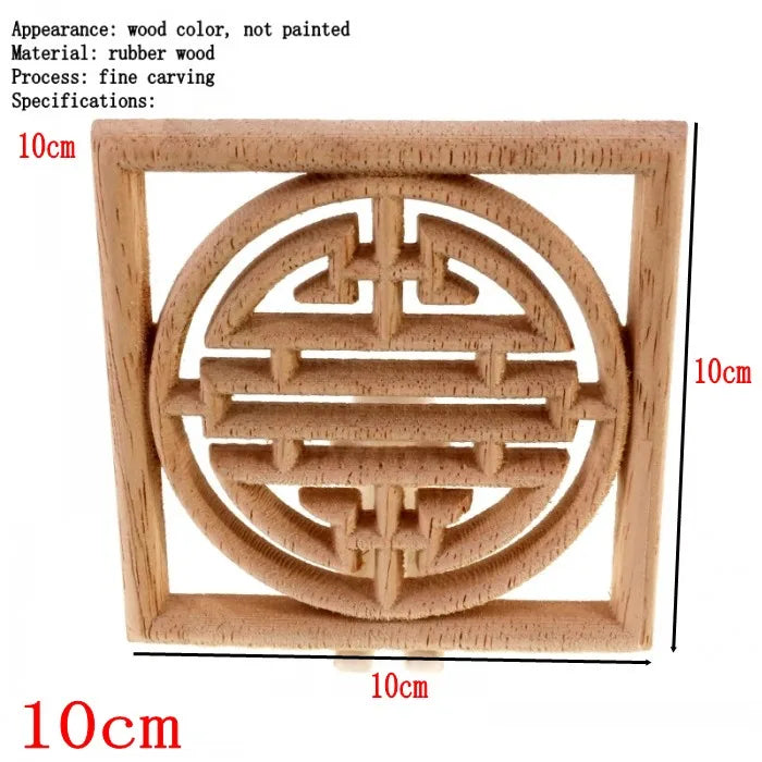 porte verres support sculpté bois naturel finement travaillé artisanal carré motif central fleuri dimension