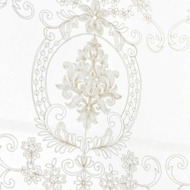 rideau fenêtre moderne floral brodé polyester blanc beige vintage