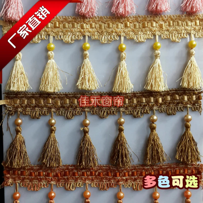 ruban décoratif tassel pompons multicolores beige rose violet décor canapé mariageFRINGESdentelle