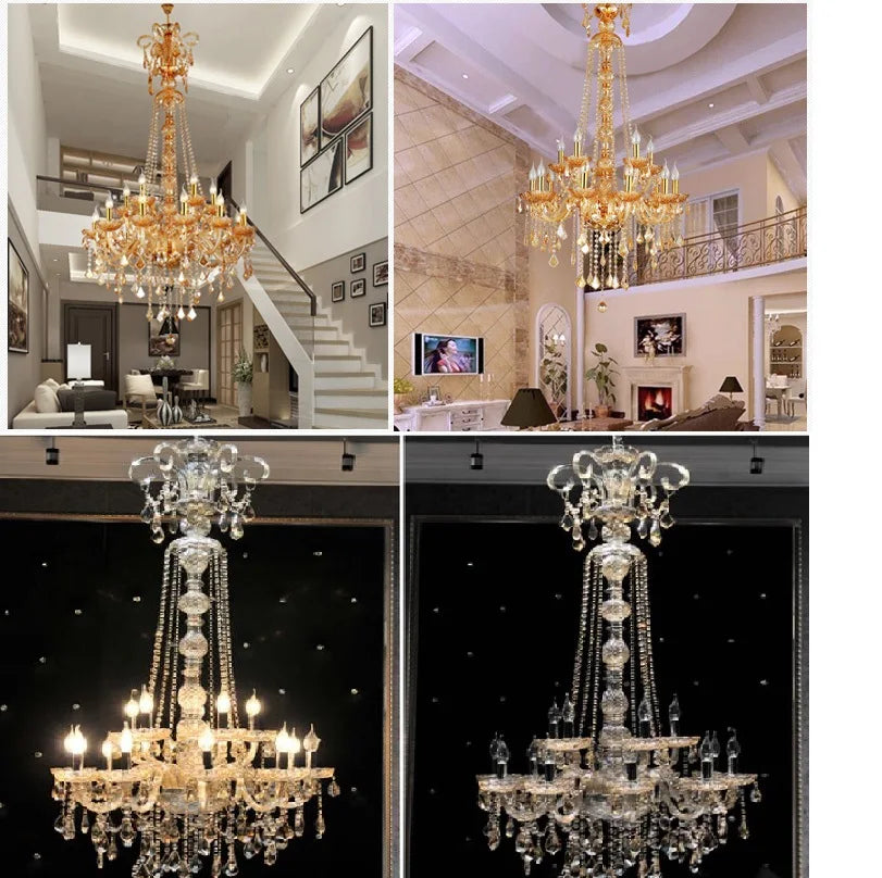 lustre crystal transparent doré motifs floraux classique baroque led 110v 220v