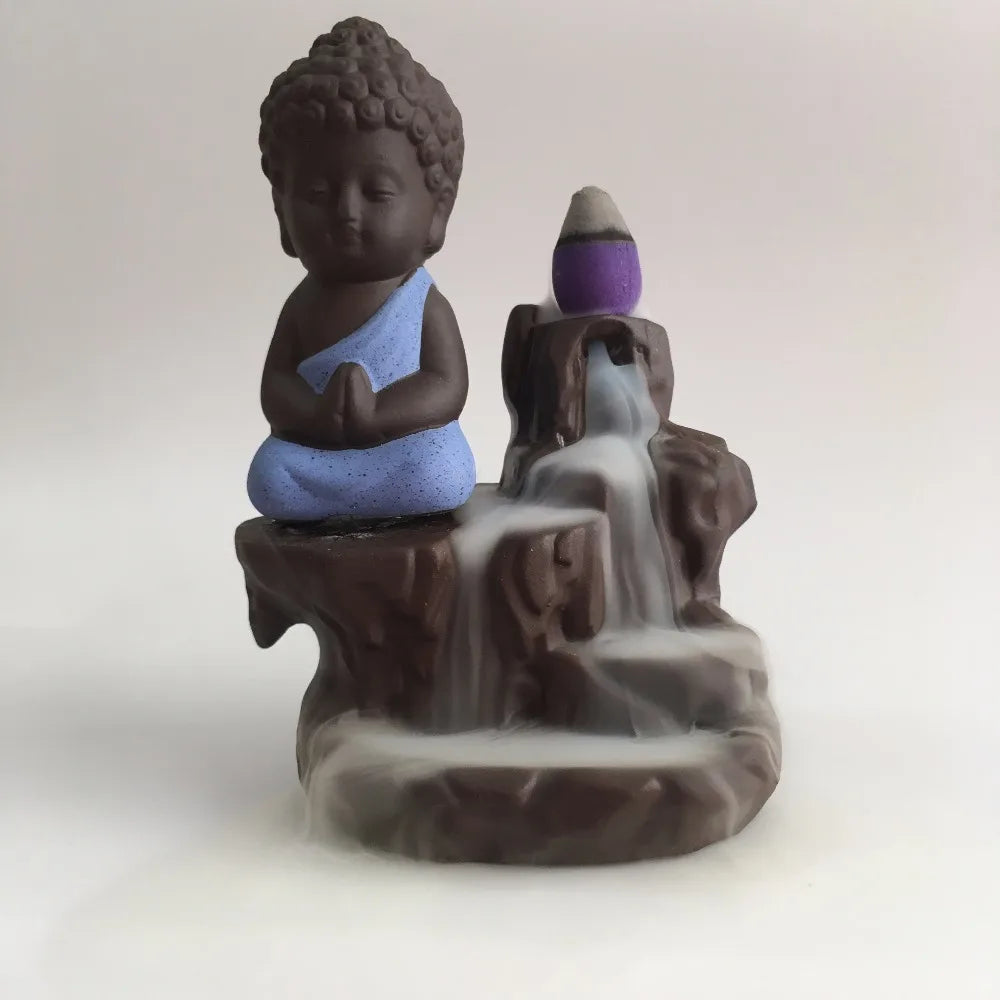 statue bouddha artisanale statuaire motifs roche texture granuleuse apaisante calme salon