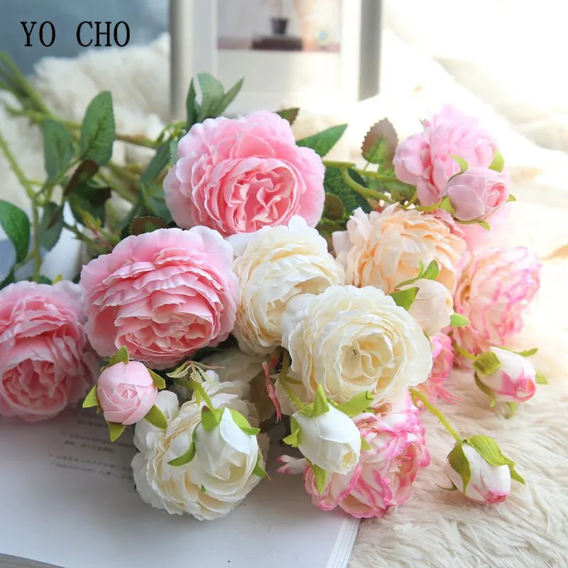 bouquet artificiel pivoine roses blancs décoration intérieure mariage anniversaire fêtes