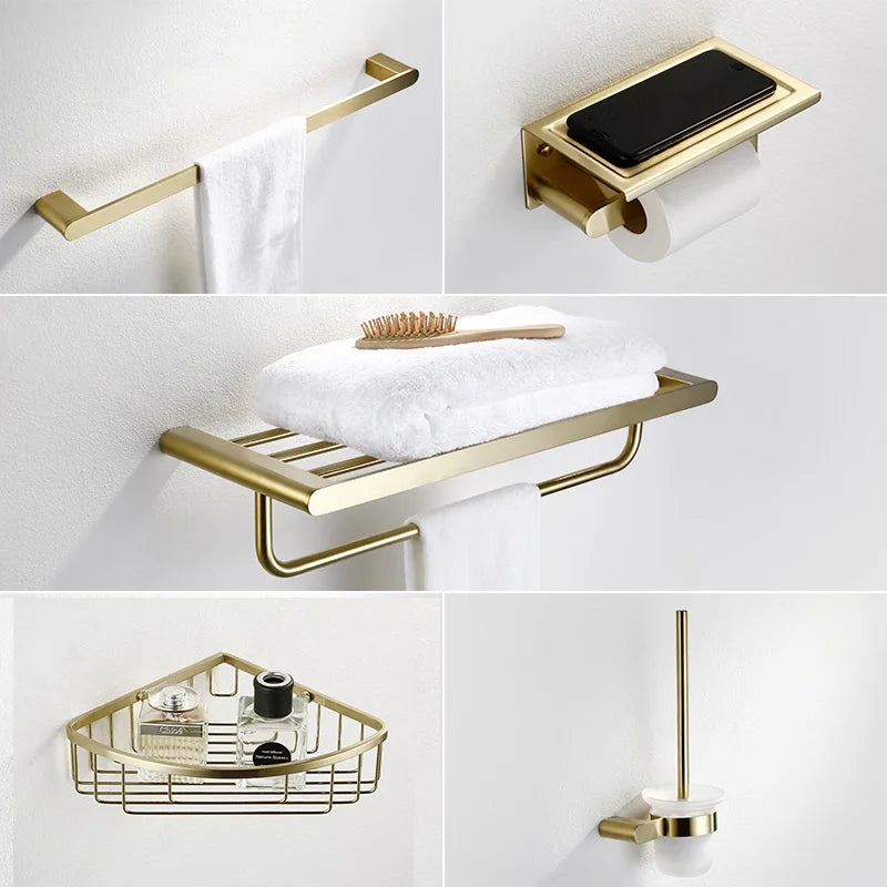 accessoires salle bain doré moderne étagère serviettes porte savon porte goblet porte serviettes téléphone