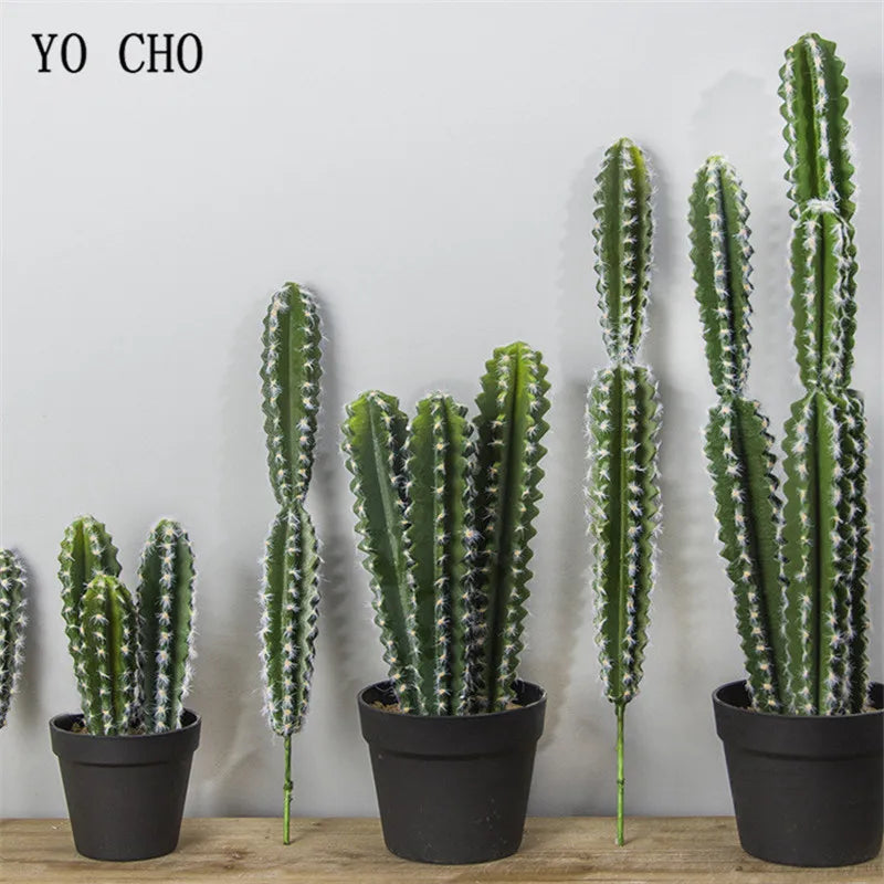 décoration murale cactus artificiels épineux pots noirs vert moderne intérieur extérieur