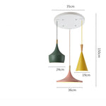 lampes suspendues modernes trois abatjours vert jaune rose blanc minimaliste