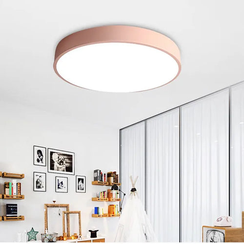 plafonnier led rond moderne intérieur luminaire salon chambre couleur rose doré vert