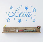 sticker mural lettres étoiles bleu moderne chambre enfants décoration vinyle autocollant pvc opaque chambre