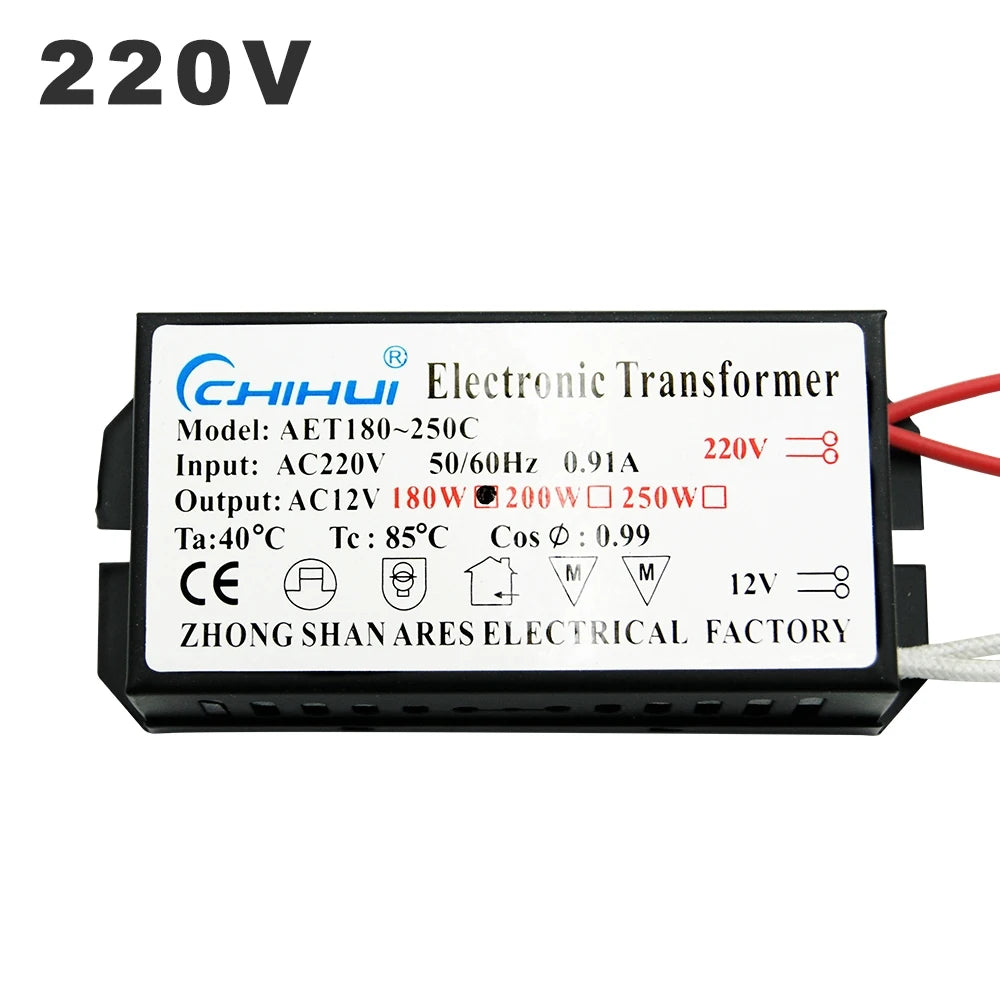 transformateur électrique industriel noir 12v 60w 80w 105w 120w 160w 180w 200w 250w