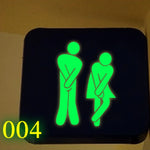 panneau lumineux autocollant toilettes silhouettes homme femme activités vert fluo minimaliste mur