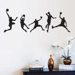 sticker mural adhésif pvc résistant eau silhouettes athlètes mouvement noir chambre salon