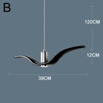 suspension lumineuse moderne oiseau stylisé noir blanc câbles opacité chambre salon