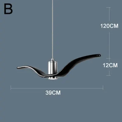 suspension lumineuse moderne oiseau stylisé noir blanc câbles opacité chambre salon