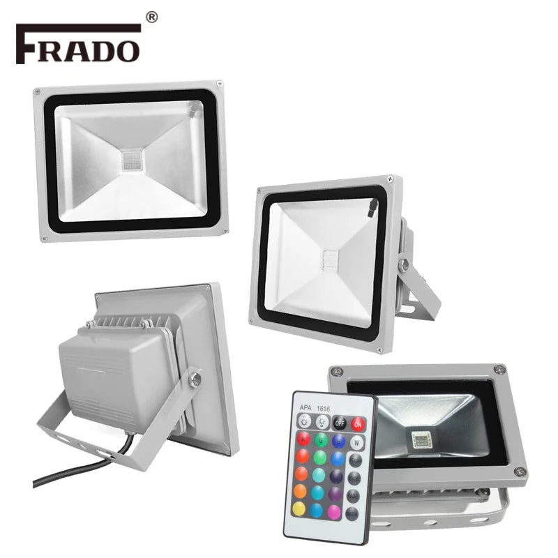 projecteur led moderne gris métallisé ip65 rgb télécommande flux lumineux 2000 82000 certifié rohs