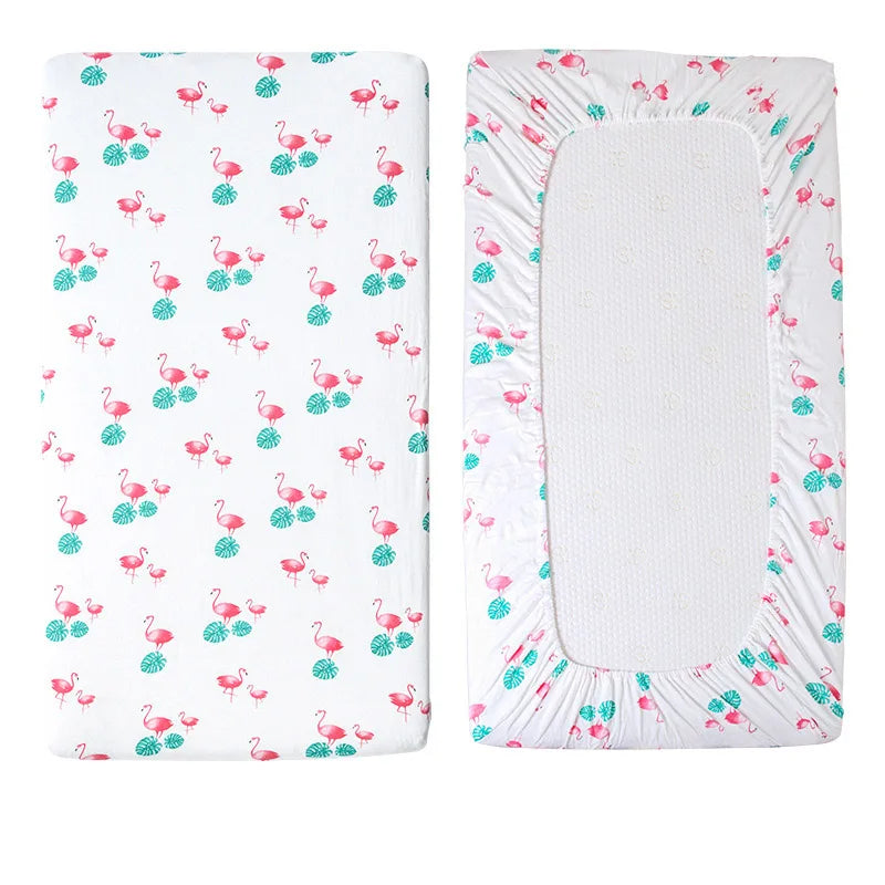 drap housse coton bébé 130x70cm dessins animés protège matelas enfant uni sexue