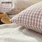 ensemble literie coton gingham rose oreillers couverture taies doreiller simple