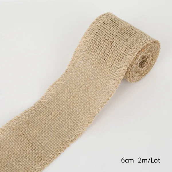 ruban jute naturel 6cm large 2mètres 12couleurs choix occasion fête mariage anniversaire noël rustic